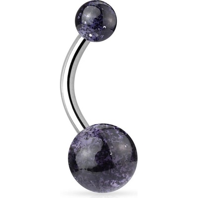 Šperky4U piercing do pupíku banánek se třpytkami BA01044-K