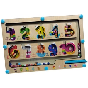 Raya Toys Дървена играчка Raya Toys - Дъска с цифри и магнитни топчета (517126077)