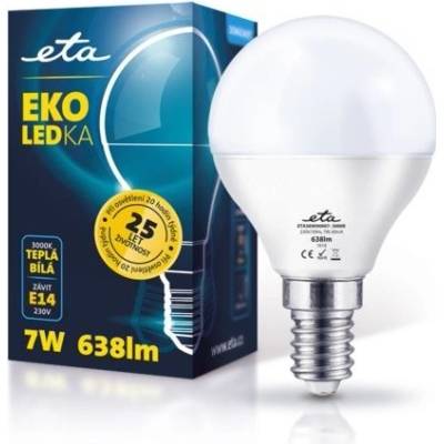 ETA LED Žiarovka EKO mini globe, E14, 7W, 3000K, teplá biela