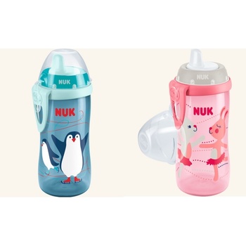 NUK first choice kiddy cup láhev růžová se zajíčky 300 ml