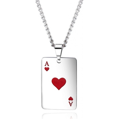 Steel Edge Prívesok z chirurgickej ocele pre pokerovej hráčov JCFGX1542 Červená