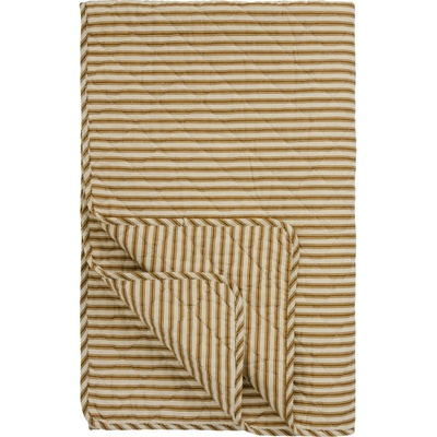Ib Laursen Prošívaný přehoz Sand / Ochre green stripes 130 × 180 cm, oranžová barva
