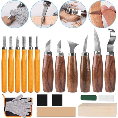 žiadna značka SADA NOŽOV NA VYREZÁVANIE DO DREVA, DLÁTA, NÁSTROJE, NOŽE SKALPEL DIY 19EL