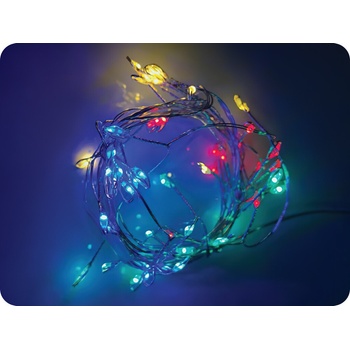 ACA Lighting LED dekoračná reťaz 2.5m 50LED 3xAA RGBY bez funkcií strieborná meď X01503117