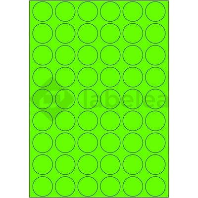 Labelea Samolepiace etikety kruh 30x30 mm signálne farebné papierové, na hárku A4, pre laserovú tlač, Farba etikiet Signálna zelená, Počet hárkov v balení 100 EPY999030SG054S