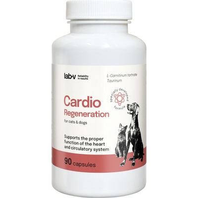 Lab-v Cardio Regeneration - Поддържа правилното функциониране на сърцето и кръвоносната система при кучета и котки 90 капсули