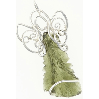 My Moldavite Stříbrný přívěsek s přírodním vltavínem anděl 11033