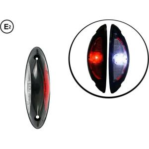  Универсален led Страничен Габарит червено-бяло с плоска основа за вертикален монтаж за бус ремарке камион каравана кемпе