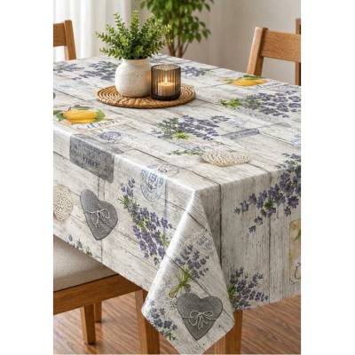 Obrus PVC DOW883, metráž, 20 m x 140 cm, provensálský vzor s levanduľou a citrónmi, IMPOL TRADE