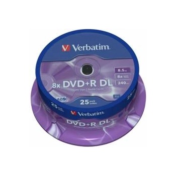 Verbatim DVD+R DL 25 бр. шпиндел - Wide Inkjet Printable, 8.5GB