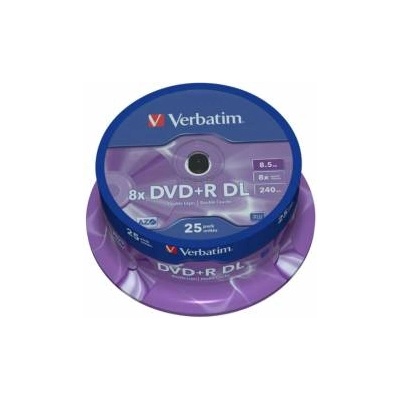 Verbatim DVD+R DL 25 бр. шпиндел - Wide Inkjet Printable, 8.5GB