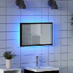 vidaXL Огледало за баня с LED осветление, черен дъб, 60x8, 5x37 см (862547)