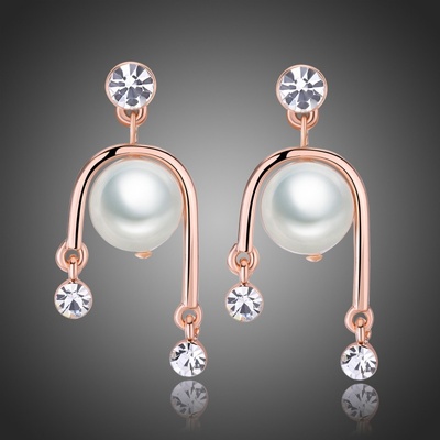 Victoria Filippi náušnice s perlou a Swarovski krystaly Barbara Bílá/čirá E0324