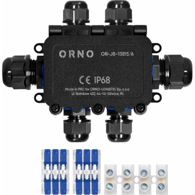 Orno Krabice bez HD IP68, 0,5–6,0 mm2, 2 vývodky M20, 4 vývodky M16