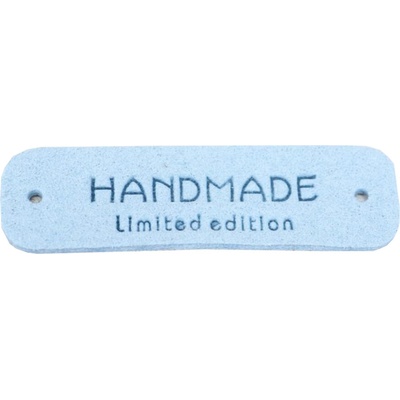 Pro Háčkování Koženková cedulka Hand Made - Limited edition - 15x55 mm světle modrá