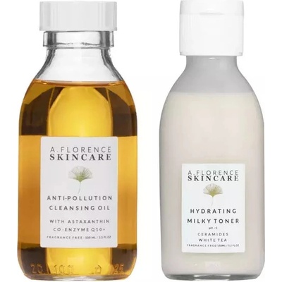 A. Florence Calming Hydrating Milky Toner 150 ml + Anti-Pollution Deep Cleansing Face Oil 100 ml darčeková sada