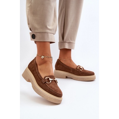 Zazoo 3429 Zamszové Dámské Mokasíny S Ozdobou hnědá