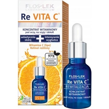 FlosLek Laboratorium Re Vita C 40+ Vitamin C Plant Retinol Fucogel vitamínový koncentrát na očné okolie, krk a dekolt 15 ml