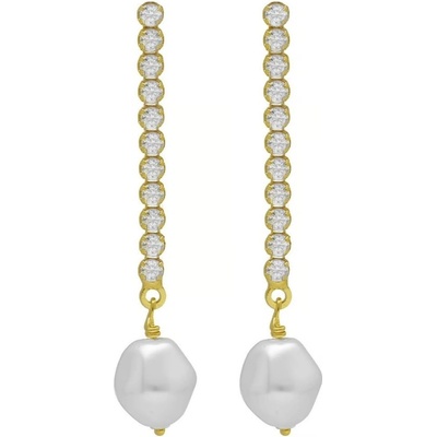 Victoria Cruz visací náušnice s krystaly a barokní perlou Purpose A4666-07DT