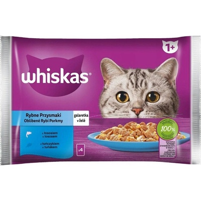 Whiskas Adult Fish Delicacies s lososem, tuňákem jelly 52 x 85 g