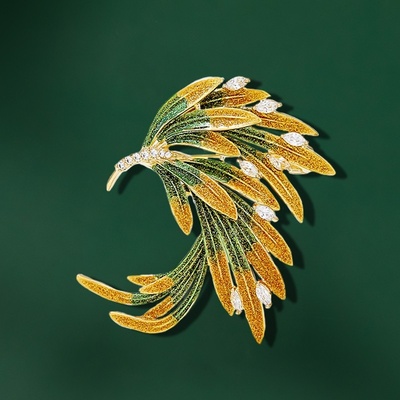 Éternelle luxusní brož se zirkony Fénix B2297-XR06885F-2 zlatá