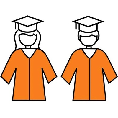 DĚTSKÝ studentský talár, Barva šálu 400 - červená, Barva taláru 304 - reflexní oranžová