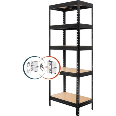 Kovona Praktik VRPRV1800753505C0001 1800 x 750 x 350 mm 5 polic černý – Zboží Dáma