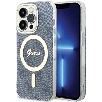 GUESS Кейс Guess IML 4G MagSafe за iPhone 15 Pro, син (GUE003575-0)