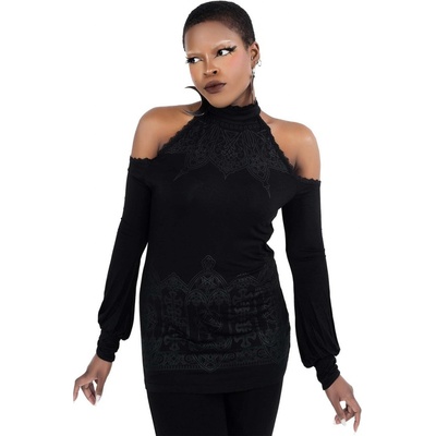 Killstar Cecila Cold Shoulder Top Čierna