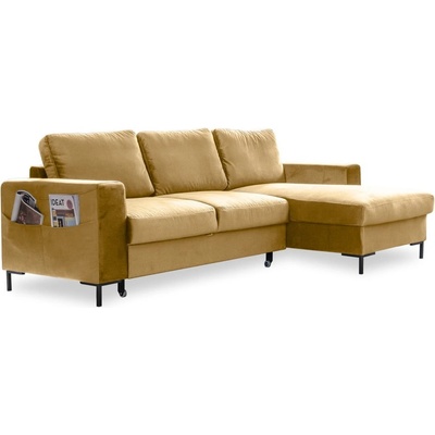 Miuform Ъглов разтегателен диван от кадифе в горчично жълто, десен ъгъл Lofty Lilly - Miuform (Lofty Lilly 2QL-LCBKR KRO1)