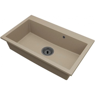 DobreSny Granitový dřez Elite béžový + sifon černý 80 x 50 x 21 cm