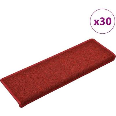 vidaXL Schodové rohože 30 ks 65 x 21 x 4 cm červené obdélníkový okraj