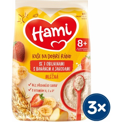 Hami Mléčná kaše se 7 obilninami s banánem a jahodami 7 x 210 g