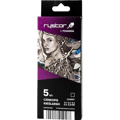Technické linery RYSTOR Technic, 5 ks černé