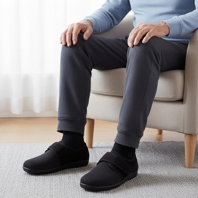 OrtoMed pánske papuče na suchý zips 6091 T77 čierne