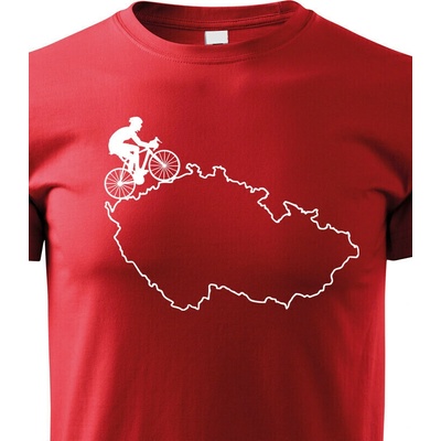 Dětské tričko pro cyklisty s mapou ČR Červená Canvas Dětské tričko Bezvatriko.cz 0319