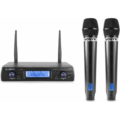 Vonyx WM62 Wireless Microphone UHF With 2 Handheld