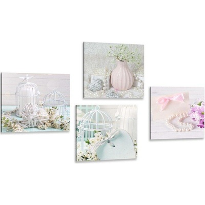 Set obrazů elegantní vintage zátiší - 4x 40x40