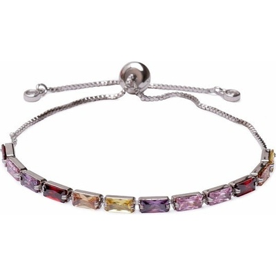 Nefertitis Třpytivý stahovací náramek v barvě stříbra s multicolor kubickou zirkonií NF26274