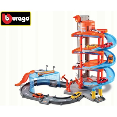 Bburago PLAYStreet Fire Mega Dealer Showroom garáž s dvěma autíčky 1:43