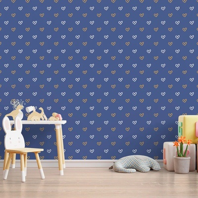 Sablio Tapeta Srdiečka na modrej, rozmery 336x220 cm