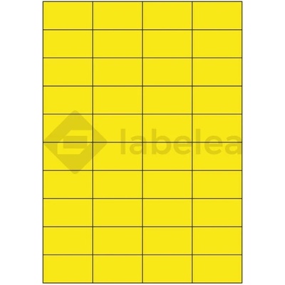 Labelea Samolepiace etikety 52,5x29,7 mm farebné papierové, na hárku A4, pre laserovú a atramentovú tlač, Farba etikiet Žltá, Počet hárkov v balení 100 EPY052029PY040S
