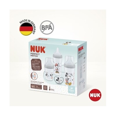 Mat Nuk Perfect ch Disney Mickey Mouse Anti Colic startovací sada včetně dudlíku Space v šedé