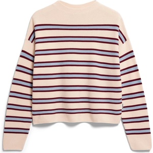ARMEDANGELS Дамски пуловер ARMEDANGELS Women's Merinaa Striped Knit Sweater Jumper - Oatmilk / Velvet Red / Soft Blue (117-4044-0114)