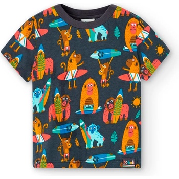 Image 1 of boboli Тениска с къс ръкав за момче с многоцветни щампи на маймуни Boboli в синьо