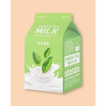 A'Pieu Green Tea Milk One-Pack zklidňující jednorázová bavlněná maska s extrakty mléka zeleného čaje a vilínu 21 g