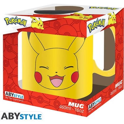 CurePink Keramický hrnek Pokémon Pikachu Drzý ale roztomilý obličej ABYMUGA564 460 ml