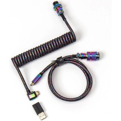 Keychron Keychron USB 3.2 Gen 1 Premium Coiled Aviator кабел, USB-C към USB-C, черен, 1.08m, ъглов, навит на ролка (Cab-7)