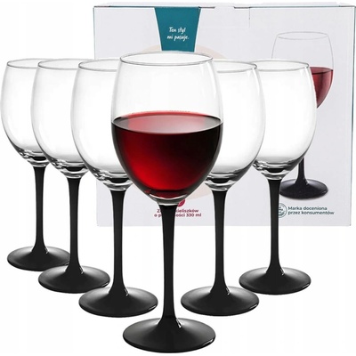 Design Skleničky na víno Altom Onyx černá noha 6 x 330 ml