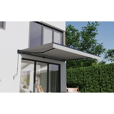 BestBerg BBSU-EL395LG Elektrická markíza s LED osvetlením 395 x 300 cm svetlo sivá